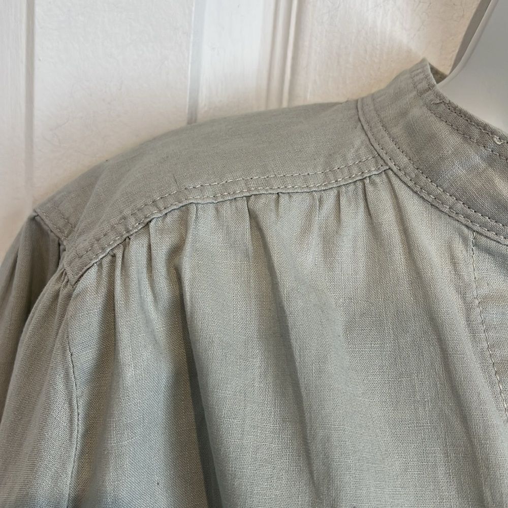 H&M Light Grey Linen/Cotton Blend V- Neck Oversized‎ Fit Top Size M - Picture 5 of 11